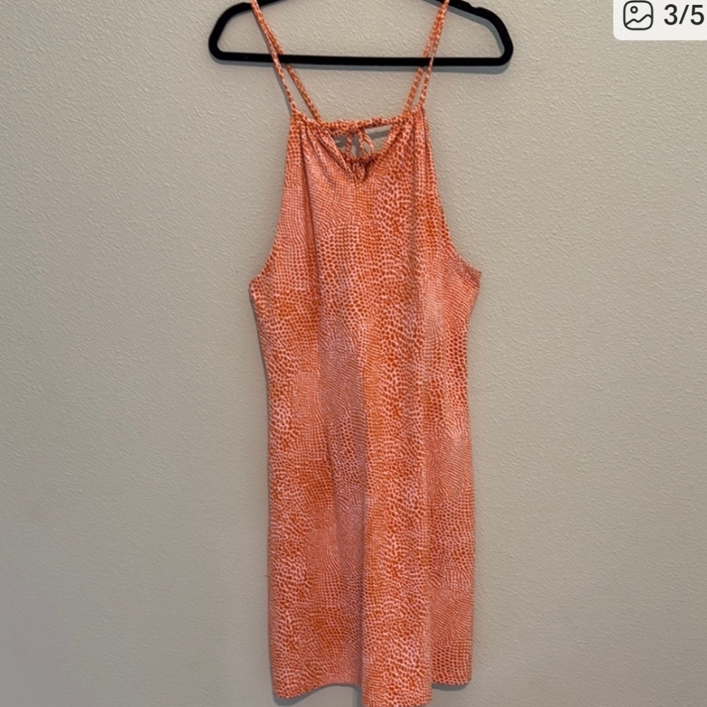 J Mclaughlin Orange Print Shelf Bra Halter Dress XL - Picture 4 of 7